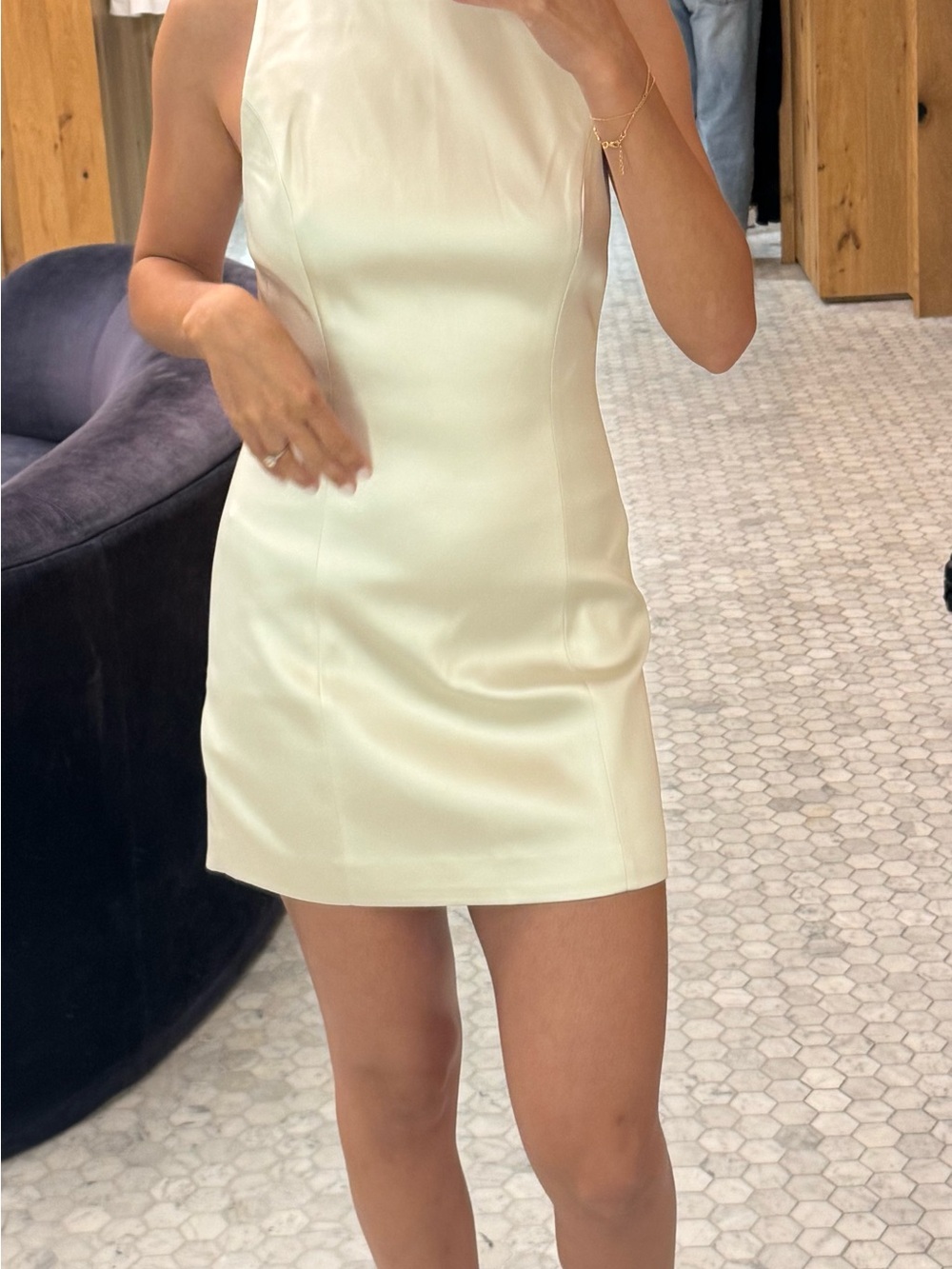 Aritzia Cream Halter Mini Dress